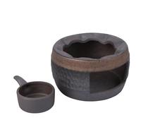 Calentador de Té de Cerámica Retro Negro Soporte para Vela | Mantiene la Temperatura de Servicio, Uso Tetera y Vela, Adecuado para Ceremonia y Mesa