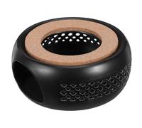 Calentador de Tetera de Cerámica Negro, con Tapete de Corcho | Calefacción Uniforme para Té y Café, Uso en Casa o Viaje, Compatible con Tetera de Vidrio y Acero