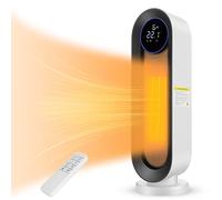 Calentador de ventilador de cerámica, 2000 W, 3 modos, termostato, temporizador de 12 horas, protección contra inclinaciones, 100° oscilante para hogar y oficina, pantalla grande blanca