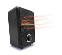 Calentador de ventilador eléctrico portátil compacto, 600 W, bajo consumo de energía, calentador de agua, estufa con termostato ajustable, doble aislamiento y protección contra vuelco (negro)