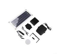 Calentador de ventilador solar portátil de 30 W con adaptador de 12 V, módulo solar de silicio de cristal para coche, camping y exterior, calor rápido sin red eléctrica, color negro