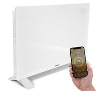 Calentador eléctrico blanco - 2000 W de potencia - Calentador convector con panel de vidrio - Ideal para salón y dormitorio