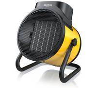 Calentador eléctrico Brandson de 3000 W, modelo redondo, calefactor industrial con carcasa de metal, 2 niveles de potencia, termostato ajustable, inclinable, con base, capacidad de 220 m³ por hora, un