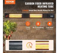 Calentador infrarrojo de 3000W, calentador eléctrico para espacios, con control remoto, 9 niveles de potencia y temporizador