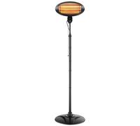 Calentador infrarrojo de pie VEVOR de 2000 W, calefactor exterior infrarrojo para terraza, jardín y balcón, con 3 niveles de calefacción, control por cable, altura ajustable, acero laminado en frío, c