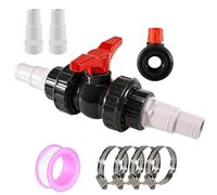 Calenxy Válvula de bola de 50 mm con conector de manguera de PVC, válvula de cierre para piscina, con 1 llave de cierre de 1 1/2 pulgadas y 2 boquillas de manguera de 32 - 38 mm, conector de manguera