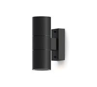 CALEX aplique de pared Turin, para exteriores e interiores, 2x casquillos GU10, forma cilíndrica, luz arriba y abajo, impermeable, sin bombillas, negro