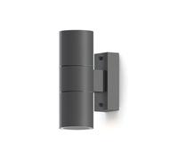 CALEX aplique de pared Turin, para exteriores e interiores, 2x casquillos GU10, forma cilíndrica, luz arriba y abajo, impermeable, sin bombillas, antracita