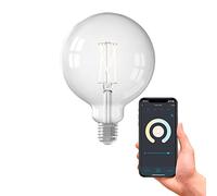 CALEX Bombilla inteligente E27, con aplicación y control por voz Alexa (7,5 W), bombilla LED Wifi, filamento regulable, bombilla WiFi, blanco cálido