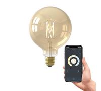 CALEX bombilla LED inteligente, E27 G125, con filamento dorado, luz blanca, regulable, control por aplicación y voz