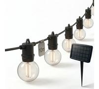 CALEX Guirnalda Vista Solar LED, 10m, 20 Lámparas, Blanco Cálido | Se carga con energía solar durante el día para iluminar de noche sin coste eléctrico