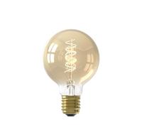 CALEX LED Bombilla, E27, G80, con filamento espiral vintage dorada, luz blanca de 2100 K, regulable