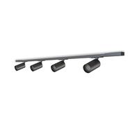 CALEX Sistema de carril LED, 2 m con 4 focos GU10 orientables, color negro mate, lámpara de techo moderna