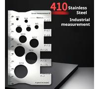 Calibrador de paso de rosca métrica de tornillo y tuerca de acero inoxidable 410 con regla de ángulo, calibre de diámetro y herramienta de medición precisa para mecanizado, bricolaje, carpintería, 1PC