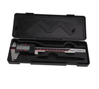 Calibrador digital de acero inoxidable, herramienta de medición digital con pantalla LED clara, rango de 0 a 150 mm, conversión entre unidades métricas e imperiales, para uso en el (Negra)