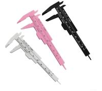 Calibrador Vernier de plástico de 0 a 80 mm, herramienta micrómetro para joyería, antigüedades, medición industrial, profundidad interior, exterior, ABS, ligero, paquete de 3 (blanco+negro+rosa)