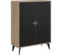 Calicosy - Aparador alto 4 puertas con patas de metal L90 cm - FLORA
