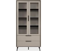 Calicosy - Aparador alto con 2 puertas acristaladas, 2 cajones y 6 estantes interiores, 90 cm - ARONA
