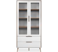 Calicosy - Aparador alto con 2 puertas acristaladas, 2 cajones y 6 estantes interiores, 90 cm - ARONA