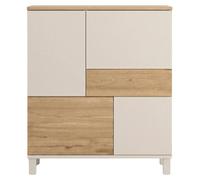 Calicosy - Aparador alto de 4 puertas, 1 cajón decor cashmere y roble, L87 cm - KORA