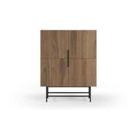 Calicosy - Aparador alto de 4 puertas con decoración de roble oscuro H128 cm - RIMA