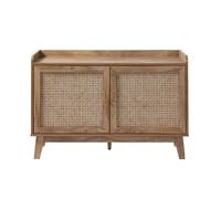 Calicosy - Aparador de 2 puertas - Decoración de madera - Cannage Ratán - Paneles de partículas - Botones de metal - Bandeja con borde - Sala de estar, entrada, dormitorio - Contemporáneo y exótico -