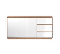 Calicosy - Aparador de 3 puertas y 3 cajones, color blanco brillante y roble artesano L178 cm - Phoenix