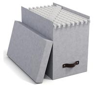 Bigso Box of Sweden Caja archivadora con tapa - Elegante organizador de documentos con 8 carpetas colgantes - Caja clasificadora de tablero de fibras y papel - gris