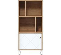 Calicosy - Biblioteca 1 puerta y 4 estantes blanco mate H136 cm - Touch