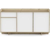 Calicosy - Buffet de 3 puertas y 1 cajón decoración roble real y blanco L157,4 cm