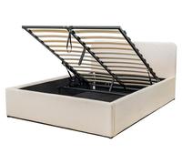 Calicosy - Cama canapé 160x200 cm con cabecero cubierto de terciopelo beige - LIVY