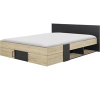 Calicosy - Cama con almacenaje 160 x 200 cm - y madera clara