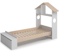 Calicosy - Cama de 90x190 cm con cabecero en forma de casa y estanterías - AMAYA