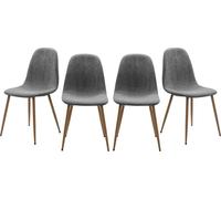 Calicosy - Conjunto de 4 sillas de pana gris con patas de madera L43 cm - ANYA