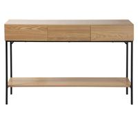 CALICOSY - Consola con 3 cajones y 1 estante inferior, con imitación madera y estructura de metal , 120 cm de largo - TESSA