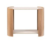 Calicosy Consola de 2 niveles decoración travertino y madera L100 cm - IZIA