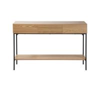 Calicosy - Consola Tessa con 3 cajones sin tiradores, decoración de madera y metal, color negro