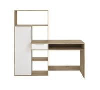 Calicosy Escritorio 1 cajón, 1 puerta, 5 nichos decoración roble y blanco L162,8 cm - Function