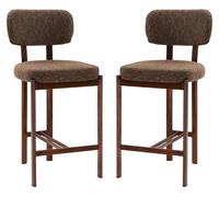 CALICOSY - Juego de 2 taburetes tapizados en tela con patas de aspecto madera, altura 92 cm – MARLA