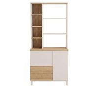 Calicosy - Librería de 2 puertas y 2 cajones, decor cachemira y roble, H187 cm - KORA