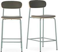 Calicosy - Lote de 2 taburetes de polipiel con patas de metal H95 cm - TESS