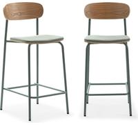 Calicosy - Lote de 2 taburetes de tela con patas de metal H66 cm - ADRIANA
