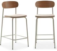 Calicosy - Lote de 2 taburetes de tela con patas de metal H66 cm - ADRIANA