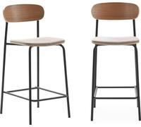 Calicosy - Lote de 2 taburetes de tela con patas de metal H66 cm - ADRIANA