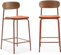 Calicosy - Lote de 2 taburetes de tela con patas de metal H66 cm - ADRIANA