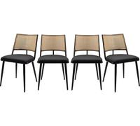 Calicosy - Lote de 4 sillas con mimbre natural y estructura de metal L47 cm - SCHILLER
