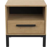 Calicosy - Mesilla de noche 1 cajón y 1 estante decorativo roble y mate Craft - L44,6 cm
