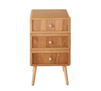 Calicosy - Mesita (3 cajones, con fachadas laminadas, altura 71 cm, AVA) | Chapa de madera, patas de pino macizo, H71 cm, estilo natural elegante