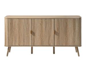 CALICOSY - Mueble aparador con 3 puertas, acabado en imitación madera de roble y frentes con paneles, modelo B150 cm - MAHO