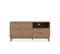 Calicosy - Mueble de TV 2 puertas, 2 cajones y 1 estante decorativo de madera L140 cm - BUDAPEST